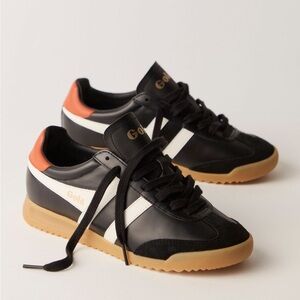 Gola Black and White Sneakers with Orange Accents